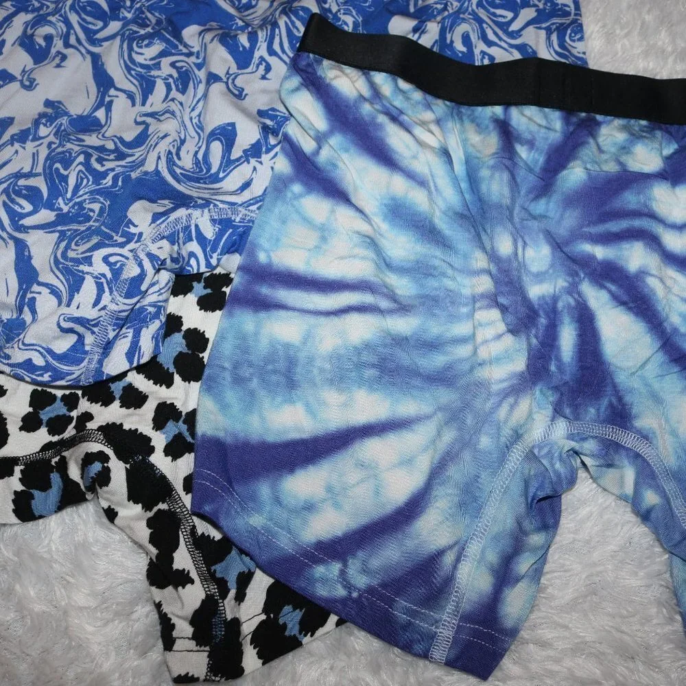 MeUndies boxer briefs size medium tye dye and swirls plus big cat! NWOT